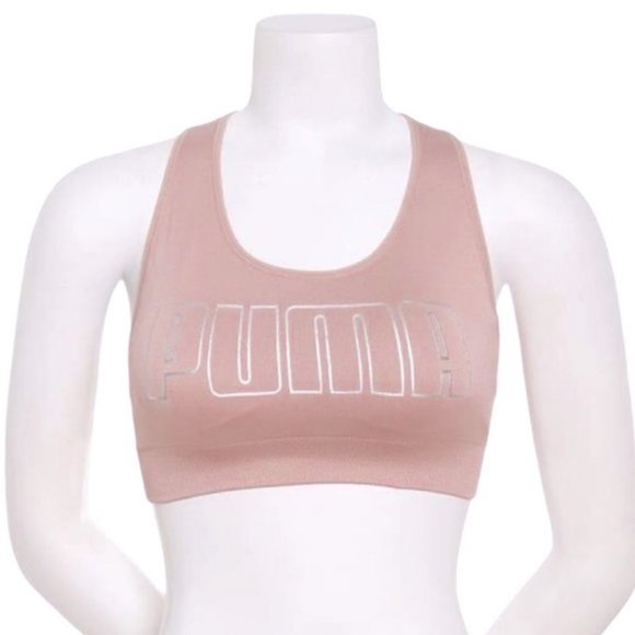 NWT PUMA Natural Seamless Graphic Logo Sports Bra - Picture 4 of 6
